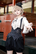 Black [Gold Hunter] Long Sleeves Pirate Style Gothic Shorts