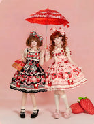 Strawberry Festival - Cotton Sweet Lolita JSK Dress with Strawberry and Cream Print