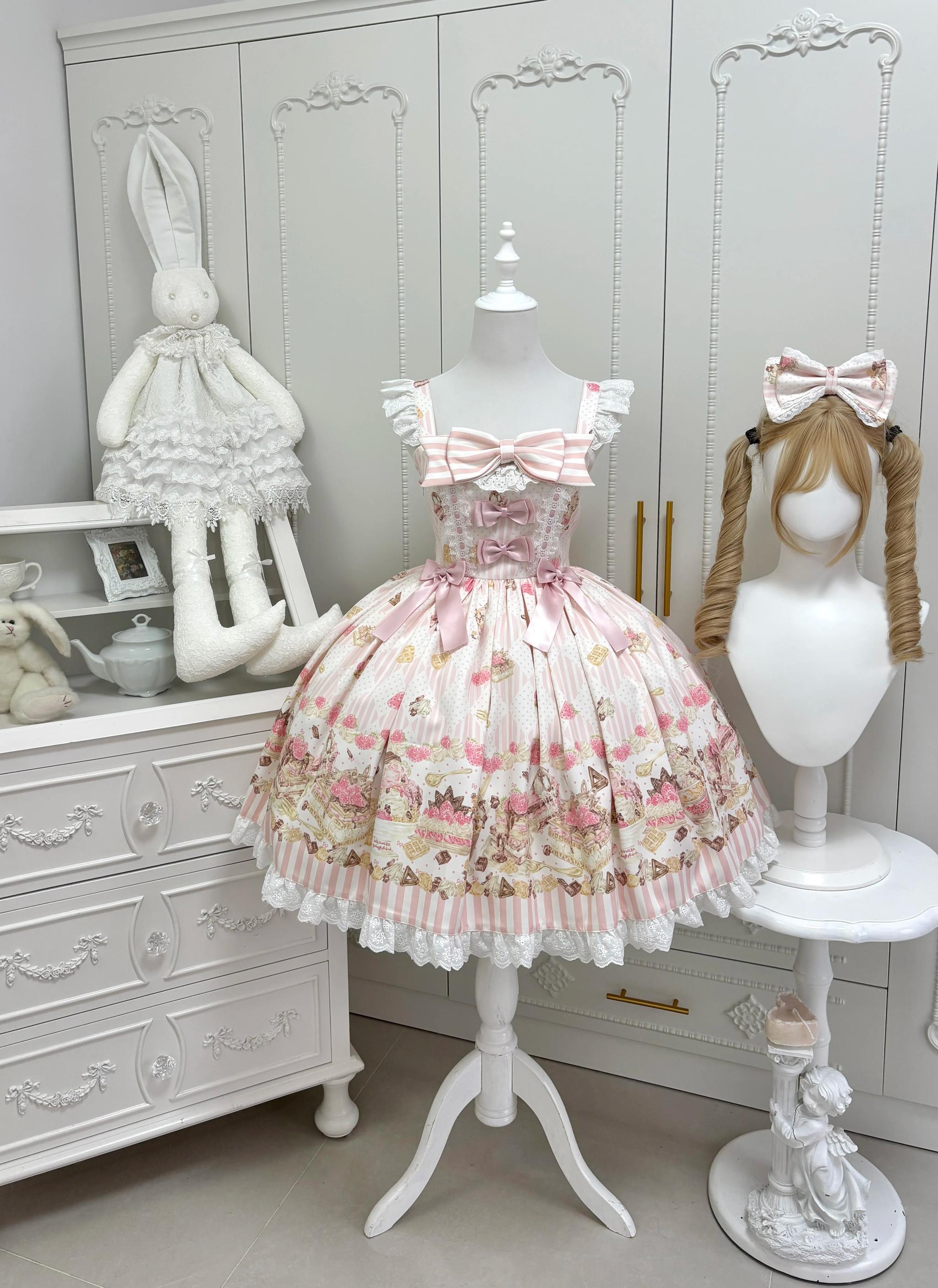 Iced Strawberry Cheese - Sweet Lolita JSK, Strawberry Dessert Print
