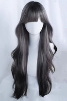 Black/Purple Ombre Curtain Bangs Long Loose Wavy Sweet Lolita Wig