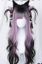 Black/Purple Ombre Blunt Bangs with Curls Sweet Lolita Wig