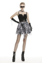 Black Lace-Up Buckled Strappy Women's Gothic Punk Bustier with Belt