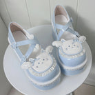 Cat Design Ruffled Cross Strap Round-Toe Daily Sweet Lolita Platform Shoes 4 Colors