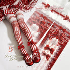 Red Maria - Sweet Lolita Velvet Pantyhose, Bow Printed