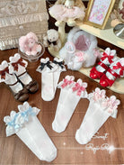Sweet Lolita Cotton Socks, Bunny Ear & Ribbon Bow