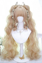 Creamy Gold Soft Waves with Light Airy Bangs Twin-Tail Wig Set