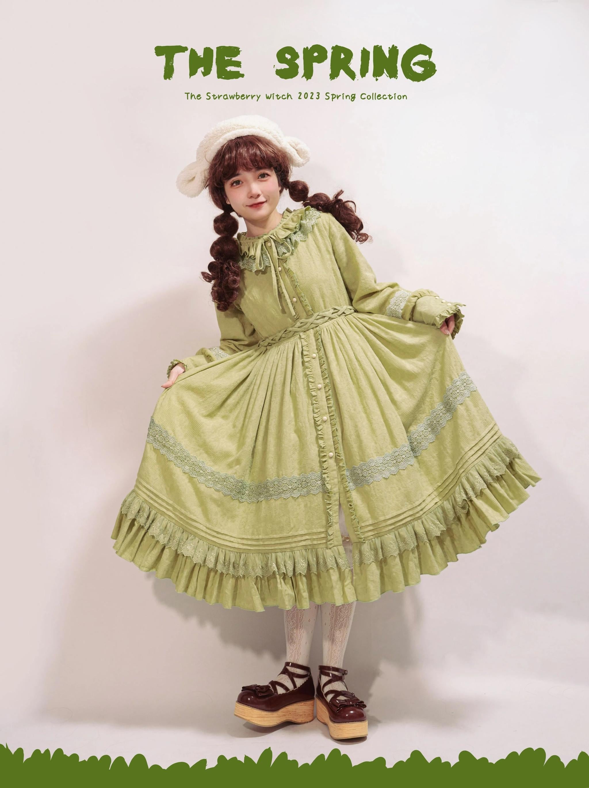The Spring - Cotton Lolita OP Dress with Long Sleeve
