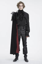Black Stand Collar Men's Gothic Accessory Feather Cape