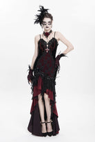 Red Off Shoulder Sleeveless Hanayome Embroidered Lace Women's Gothic Jsk Dress