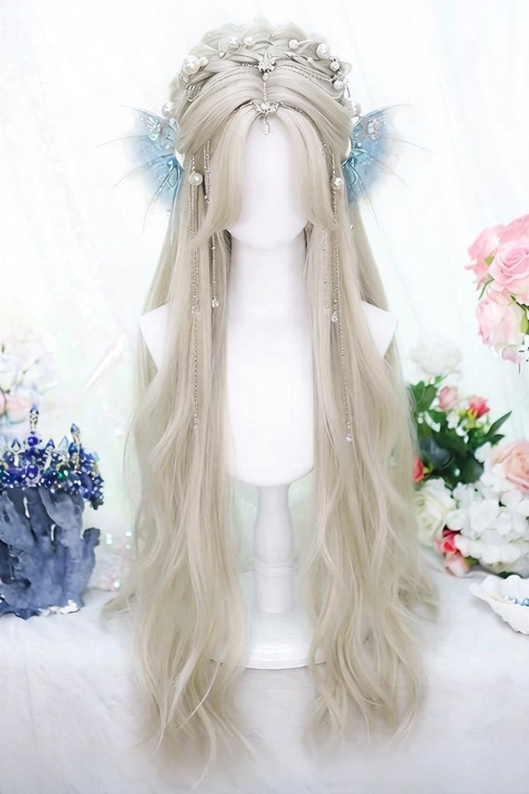 Natural Eight Bangs Long Loose Waves Sweet Lolita Wigs 2 Colors