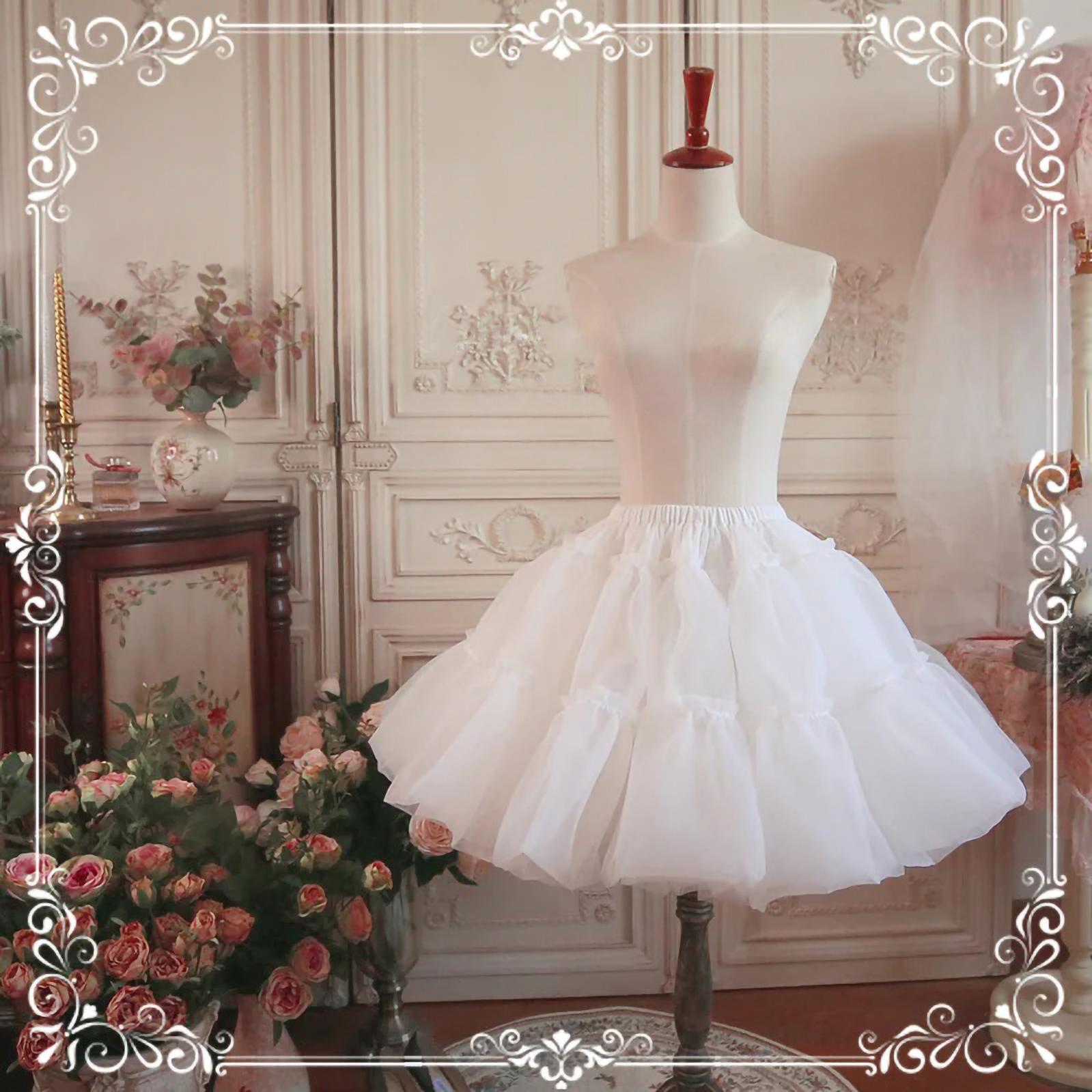 White A-Line Puffy Lolita Petticoat, 18" (45cm) Length, Cotton Lining