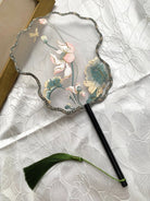 Lotus & Dragonfly Embroidered Chinese Fan