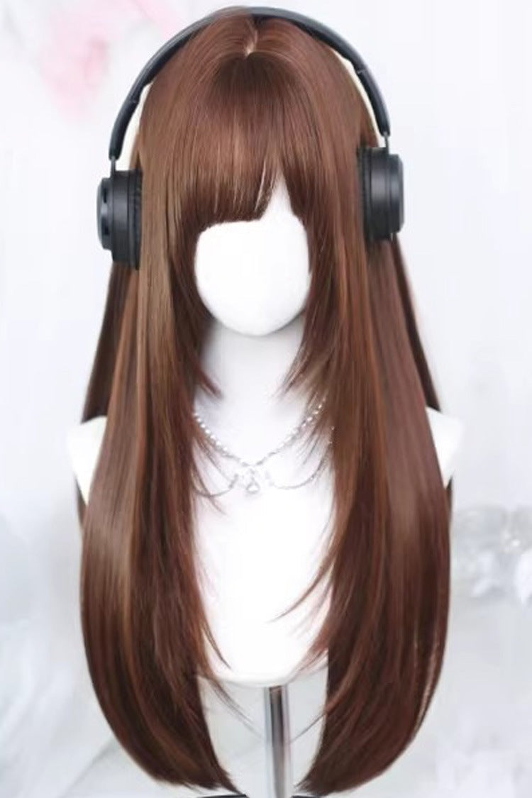 Side Part Air Bangs Sweet Lolita Long Straight Wig 2 Colors