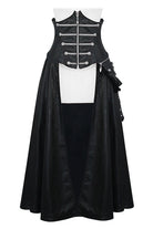 Black Chain Shaped Ribbons Zipper Up Leather Big Swing Punk Womens Half Skirt