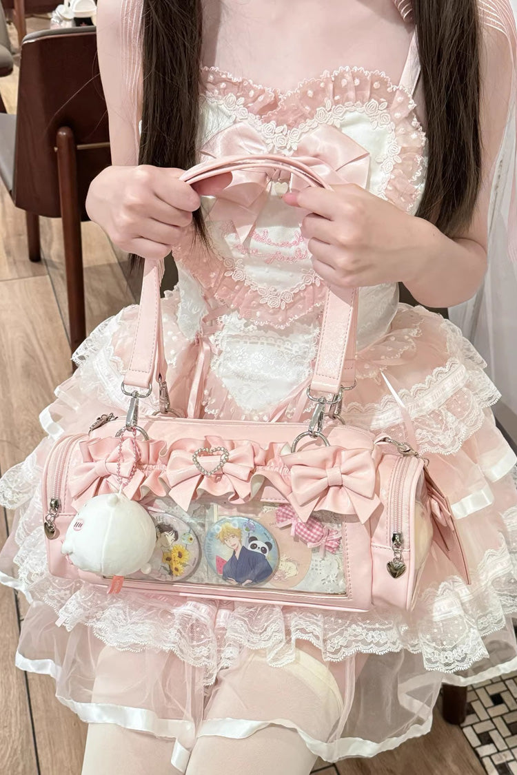 Sweet Heart-shaped Metal Decoration Bow Japanese Itabag 5 Colors