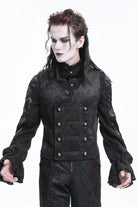 Black Sleeveless Floral Print Buckle-up Men's Gothic Vest