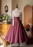 Forest Log - Classic Lolita Fishbone Striped Skirt, Side Pockets