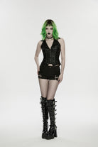 Black Ripped Studded Women's Punk Shorts