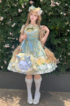 Green [Lemon Chicken] Print Ruffle Bowknot Lace Sweet Lolita Jsk Dress