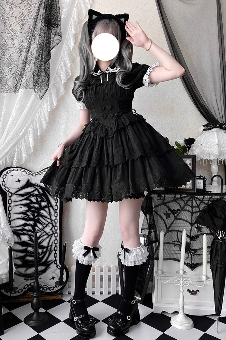 Bowknot Hollow Gothic Lolita Tiered JSK Dress 2 Colors
