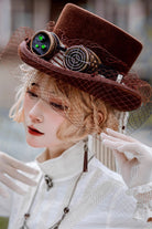 Brown Victorian Style Bowknot Mesh Classic Vintage Ouji Lolita Hat