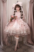 Pink [Candy Flavor] Square Collar Sleeveless Ruffled Bow Lace Sweet Gorgeous Lolita Jsk Dress