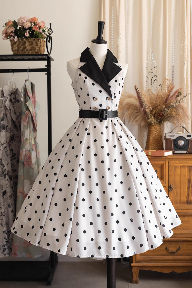 [Afternoon Forest] French Audrey Hepburn Style V Collar Sleeveless Printed Classic Vintage Elegant Lolita Dress 3 Colors