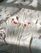 Sweet Lolita Jacquard Blouse, Strawberry Embroidery Collar
