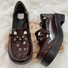 Preppy Style Square-Toe JK Lolita Leather Shoes with Raccoon Print 2 Colors