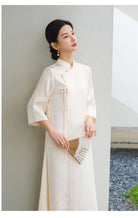 Ivory Loose  Qipao Cheongsam Dress – New Chinese Zen-Inspired Design