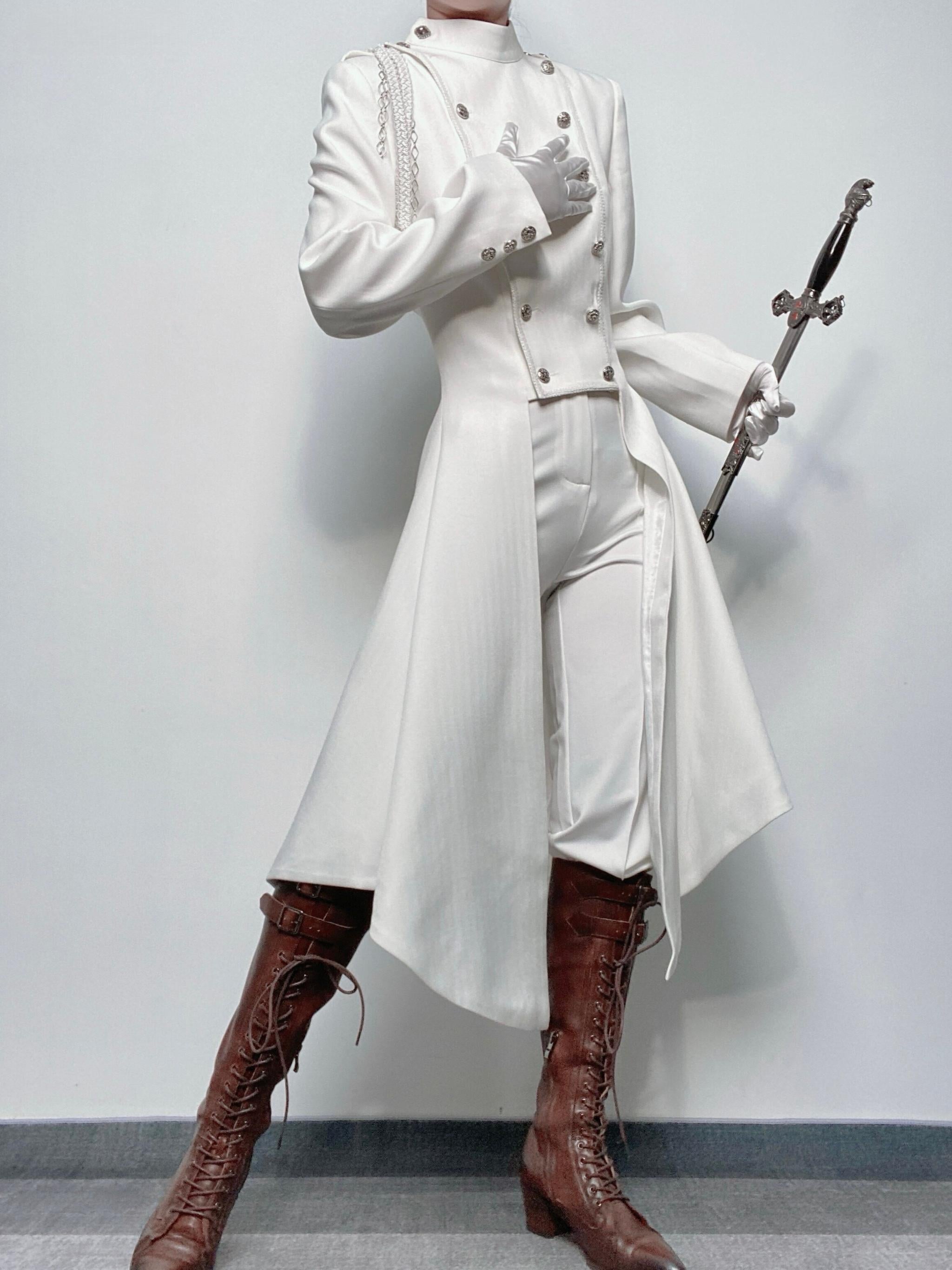 Eternal Moonlit Night - Ouji Lolita Coat, Double-Breasted High-Low Hem