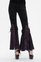Black/Purple Printed Lace Embroidered Women's Gothic Flared Pants