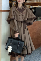 Vintage College Style Lapel Collar Long Sleeves Double Paneled Hem Sweet Lolita Dress