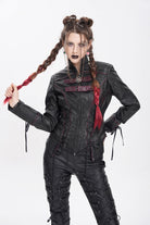 Black Pentacle Lace-Up Buckle Women's Punk Jacket