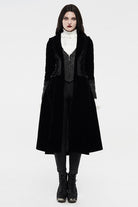 Black Long Sleeves Jacquard Slim Women's Gothic Coat