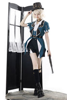 Black/Green [Anlexia Bookstore] Square Collar Short Sleeves Embroidered Studded Gothic College Style Prince Handsome Ouji Lolita Set