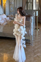 White [Blooming Fairy Flower] Sleeveless Bowknot Lace Slim Sweet Lolita Jsk Dress