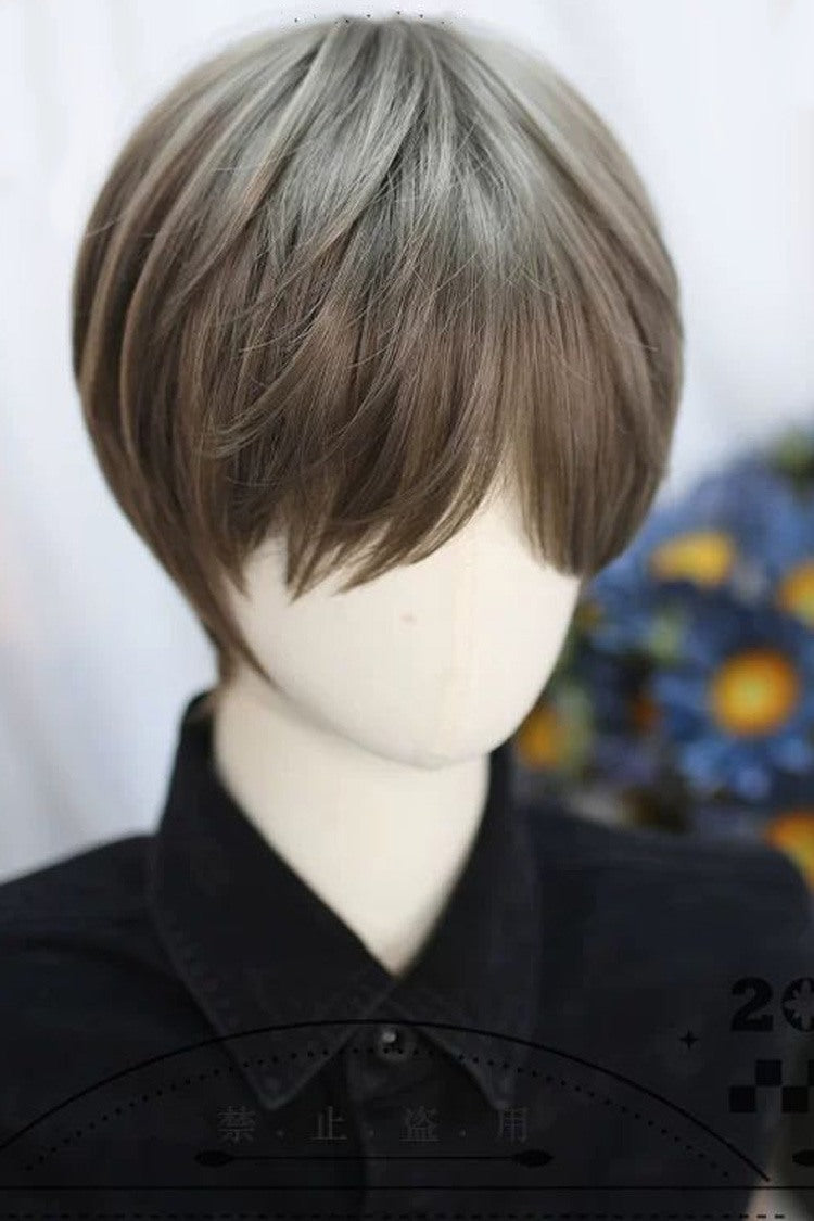 Misty Mint Beige Brown Japanese Style Cool Androgynous Short Lolita Wig