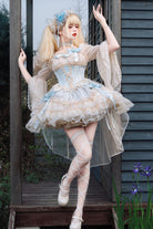 [Flowing Light Gift Box] Square Collar Sleeveless Multi-Layered Ruffled Bow Elegant Ballet Sweet Lolita Jsk Dress 6 Colors