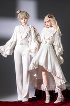 White [Day and Night Song] Long Sleeves Ruffle Ouji Gothic Lolita Skirt Pants