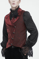 Red Embossed Feather Men's Gothic Waistcoat