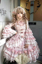 Pink [Rose Manor] Multi-Layered Ruffled Bow Lace Sweet Gorgeous Lolita Jsk Dress