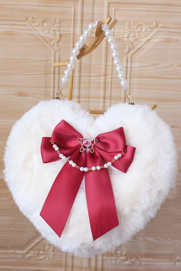 Fluffy Heart Cartoon Bowknot Pearl Sweet Lolita Handbag 17 Colors