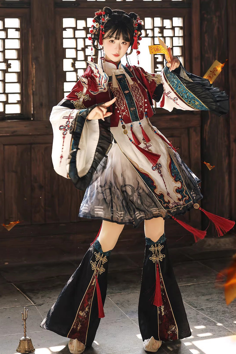 Multi-Color [Fox Trace Codex] Stand Collar Long Sleeves Printed Embroidered Classic Chinese Style Elegant Lolita Dress