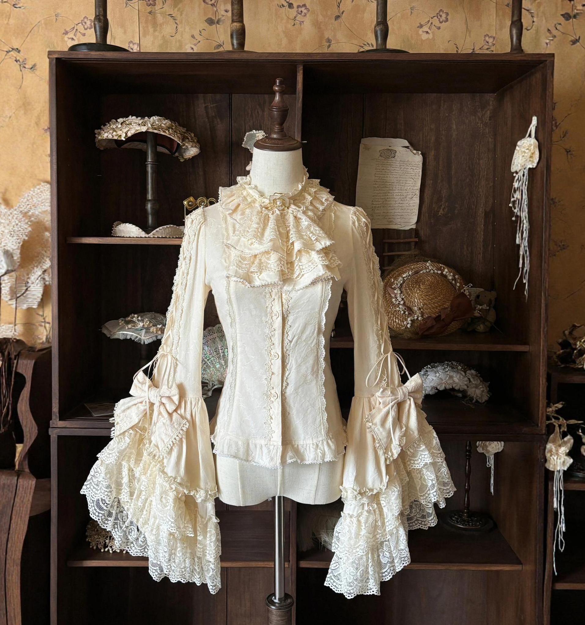 Encounter Spring - Classic Lolita Hime Sleeve Blouse, Detachable Jabot