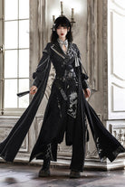 Black [Shadow Dragon Diving Into the Abyss] Long Sleeves Jacquard Embroidered Gothic Chinese Inspired Hanfu Ouji Lolita Set