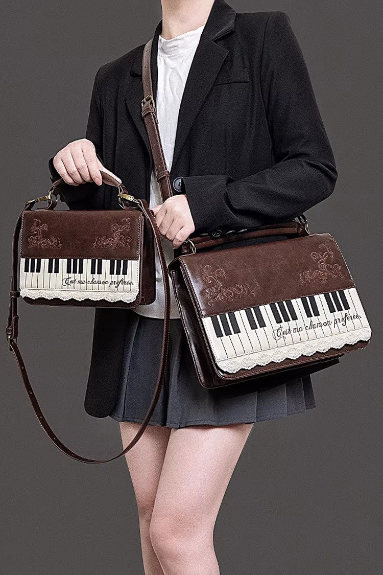 Brown Piano Embroidered Lace Vintage Lolita Backpack