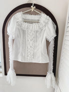 Frosted Starlight - Old School Lolita Blouse, Detachable Sheer Sleeves
