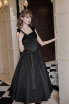 Black [With Love] Square Collar Sleeveless Fishbone Gothic Elegant Lolita Jsk Dress Set