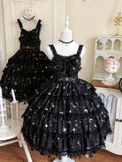 Twin Stars - Classic Lolita Chiffon JSK Dress, Star & Moon Stamping